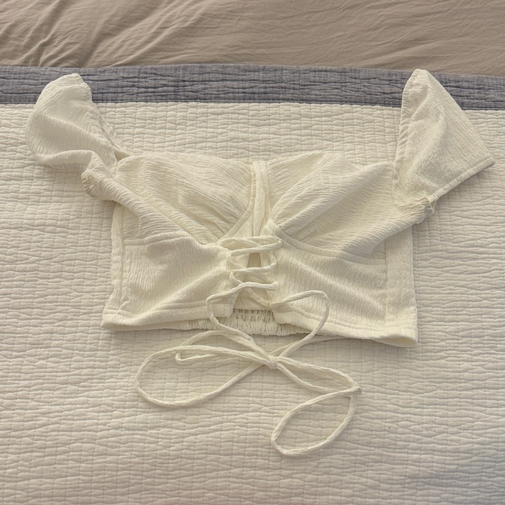 Princess Polly white cropped blouse